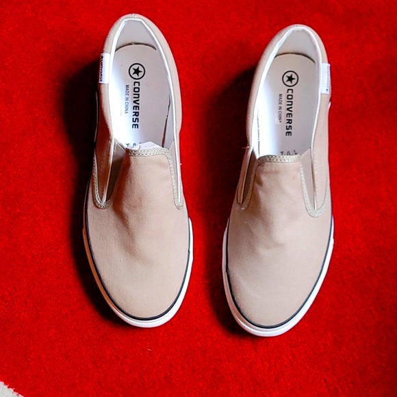 Converse Other - Brand New Converse Khaki Slip On Sneakers NWOT